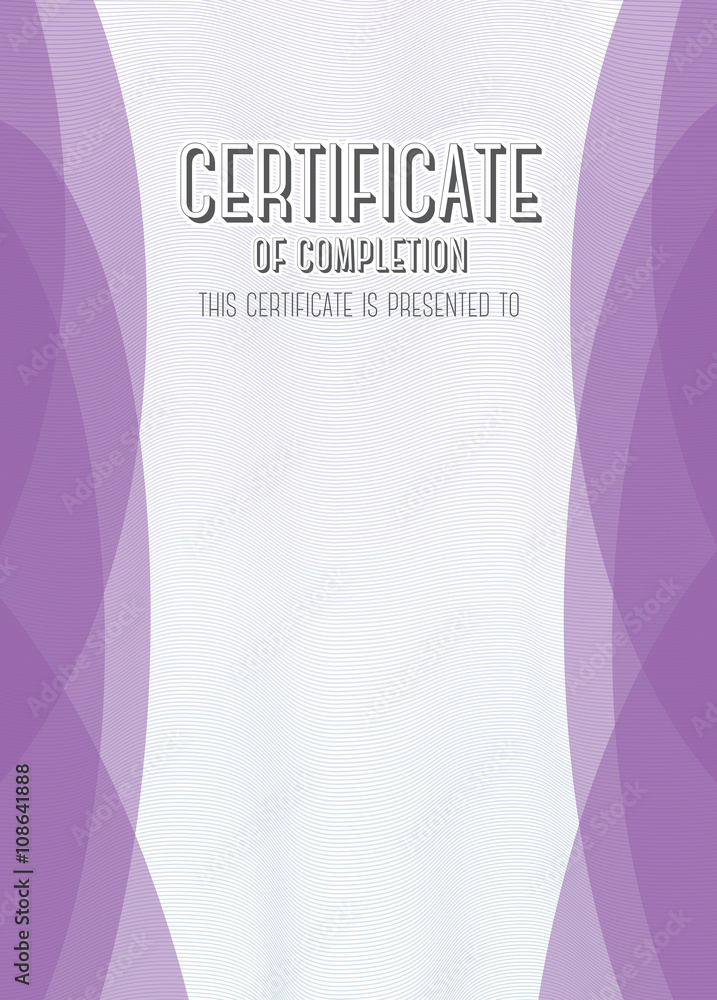 Vertical Modern Certificate of completion. EPS10 vector template Stock