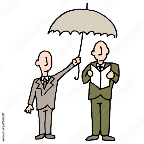 Man sharing his umbrella