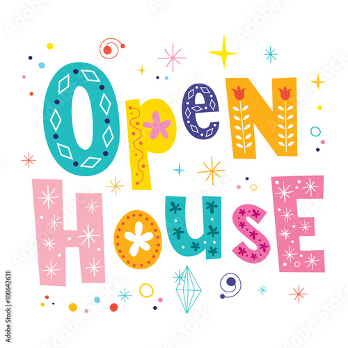 Open house decorative unique lettering type design