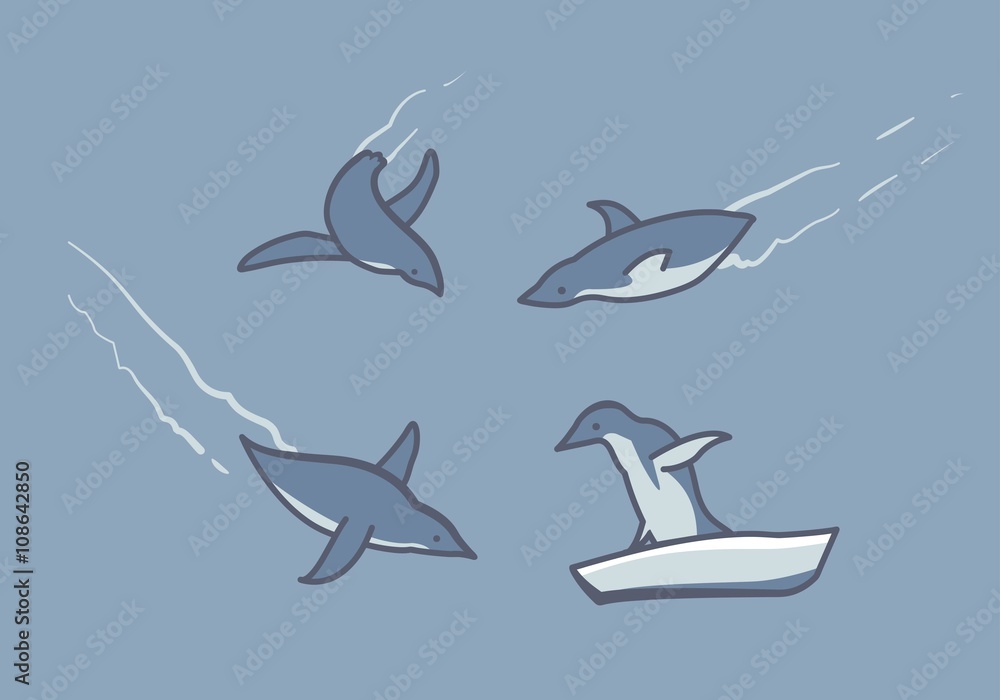 Collection of cartoon penguin. Vector illustration. Collection of cartoon penguin. Vector illustration.