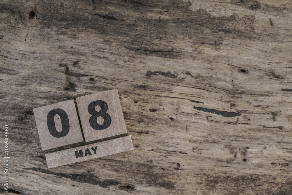 template with cube calendar for may on wooden surface with copy space template with cube calendar for may on wooden surface with copy space