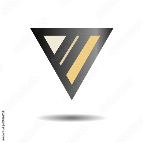 Abstract black logo. The triangle and the two bands. Vector illu