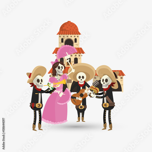 Billede på lærred Colorful mexican design over white background