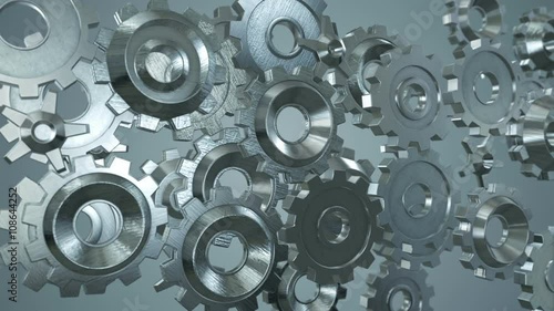 Wallpaper Mural Rotating metallic gearwheels – animated in 3d Torontodigital.ca