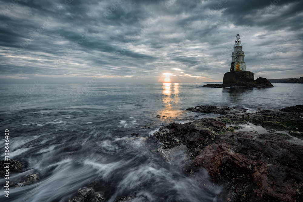 Sunrise at the lighthouse in Ahtopol, Bulgaria