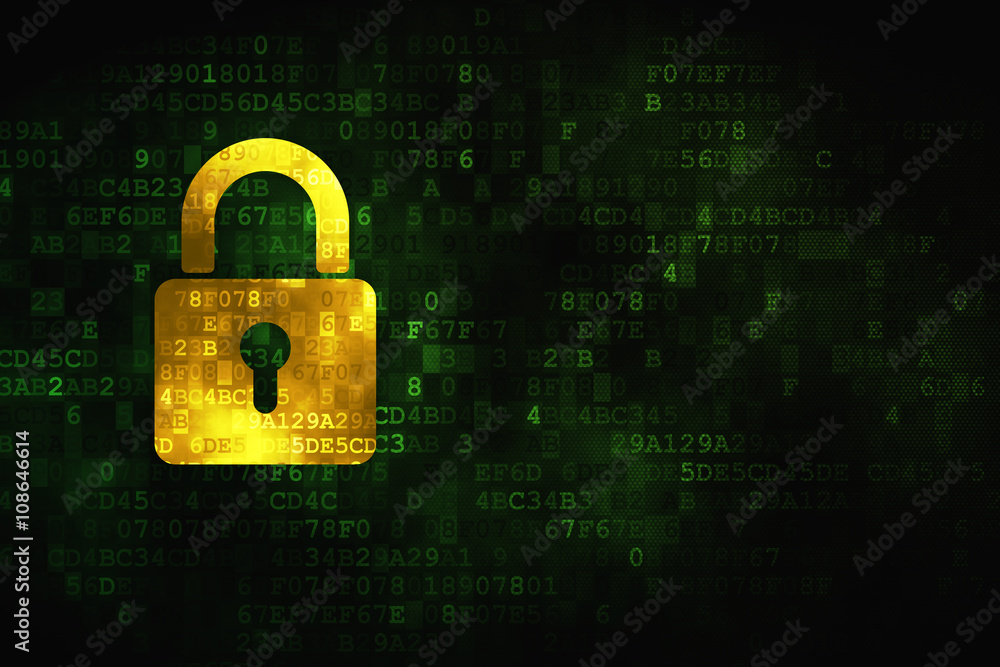 Safety concept: Closed Padlock on digital background Safety concept: Closed Padlock on digital background
