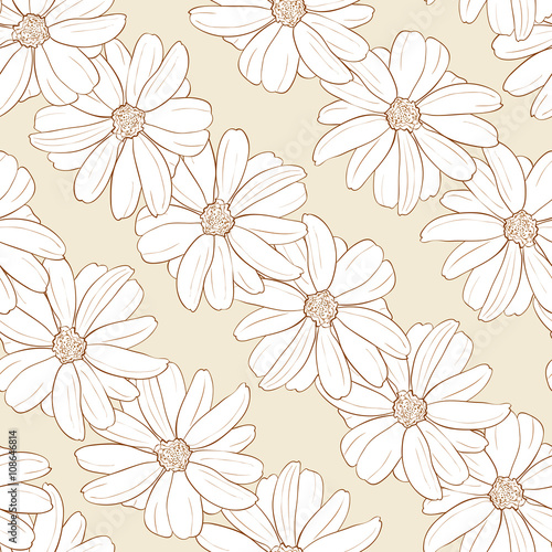 Seamless pattern of white flowers