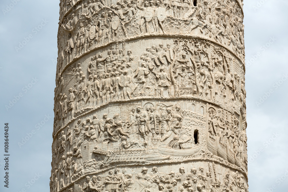 Column of Tajan . Roman triumphal column in Rome, Italy,