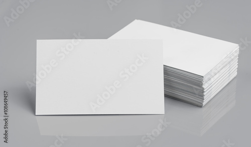 blank business cards on grey background,texte & logo photo