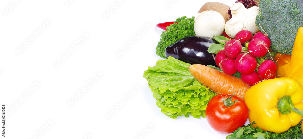 fresh vegetables on the white background fresh vegetables on the white background