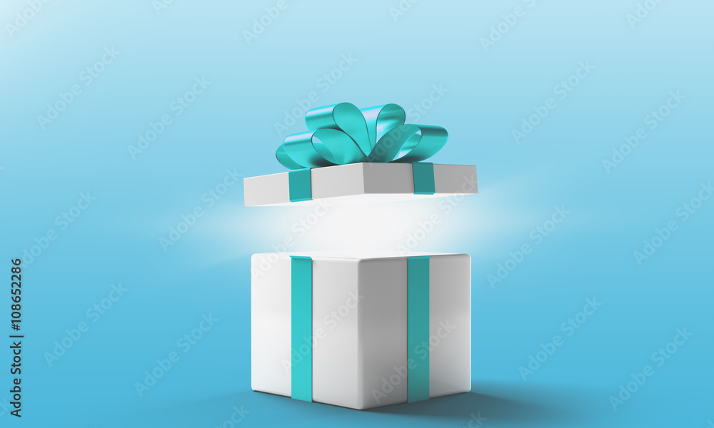 Pacco regalo compleanno fiocco azzurro Stock Illustration