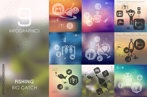 fishing infographic with unfocused background
