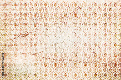 background Arabian pattern on ancient wall with cracks. vector illustration
