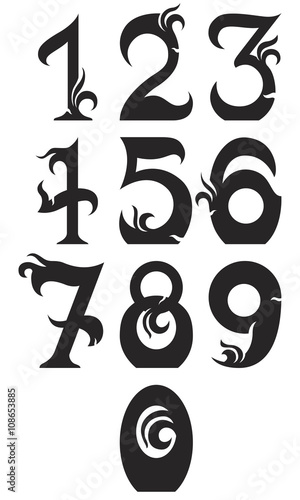 Illustration of Black fundamental number. Isolated on white background.