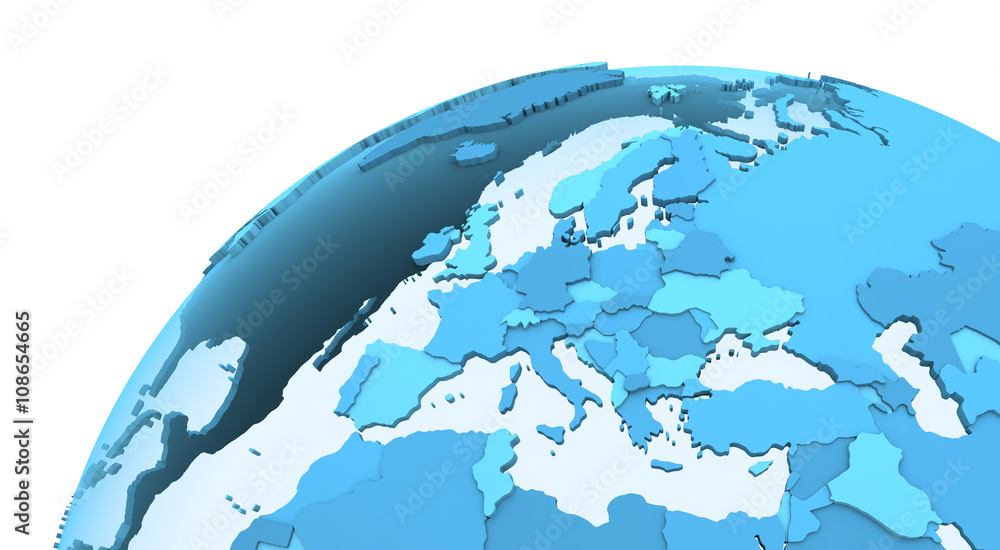 Europe on translucent Earth