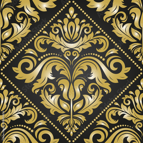 Oriental vector classic golden ornament. Seamless abstract background with repeating elements