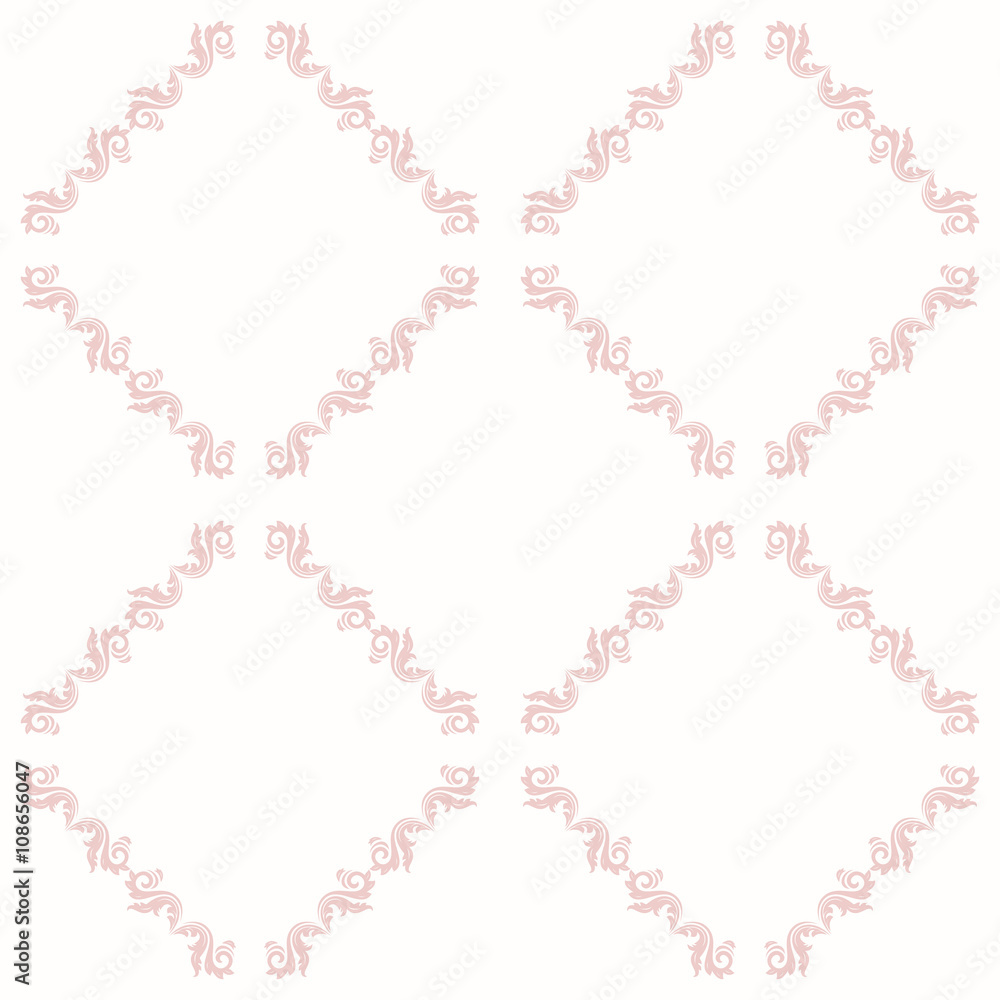 Oriental vector classic pink ornament. Seamless abstract background with repeating elements