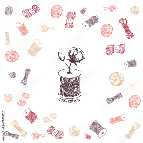 Cotton flower in needle spool