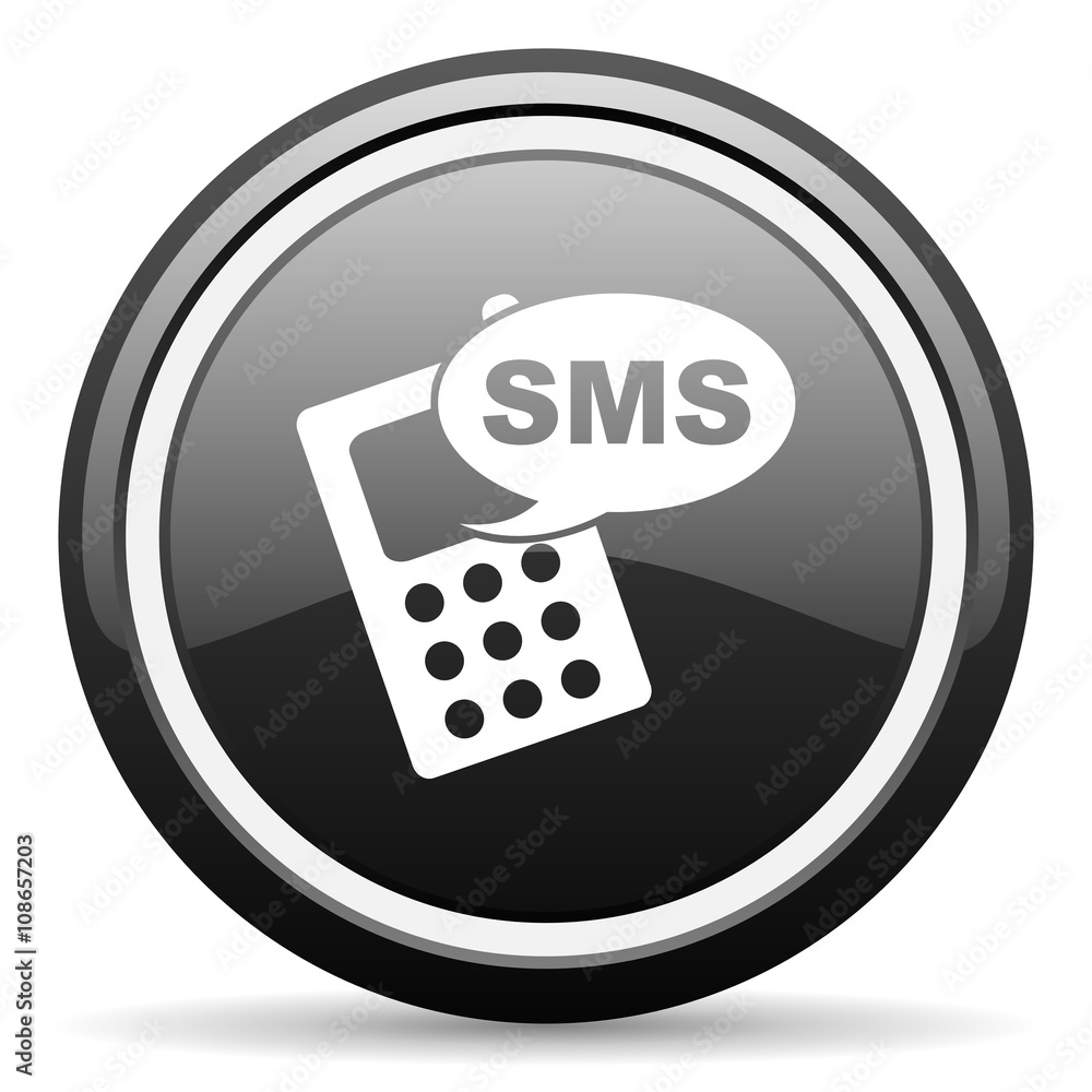 sms black circle glossy web icon sms black circle glossy web icon