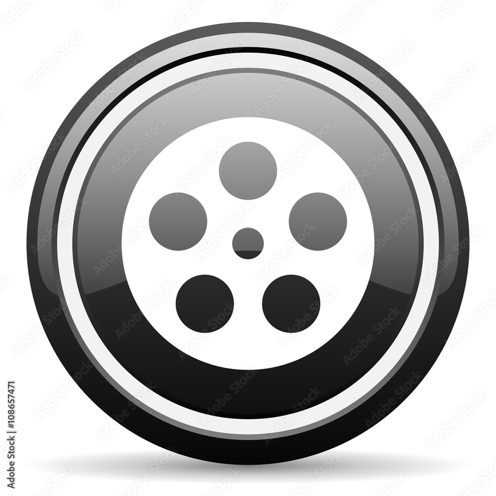 film black circle glossy web icon film black circle glossy web icon