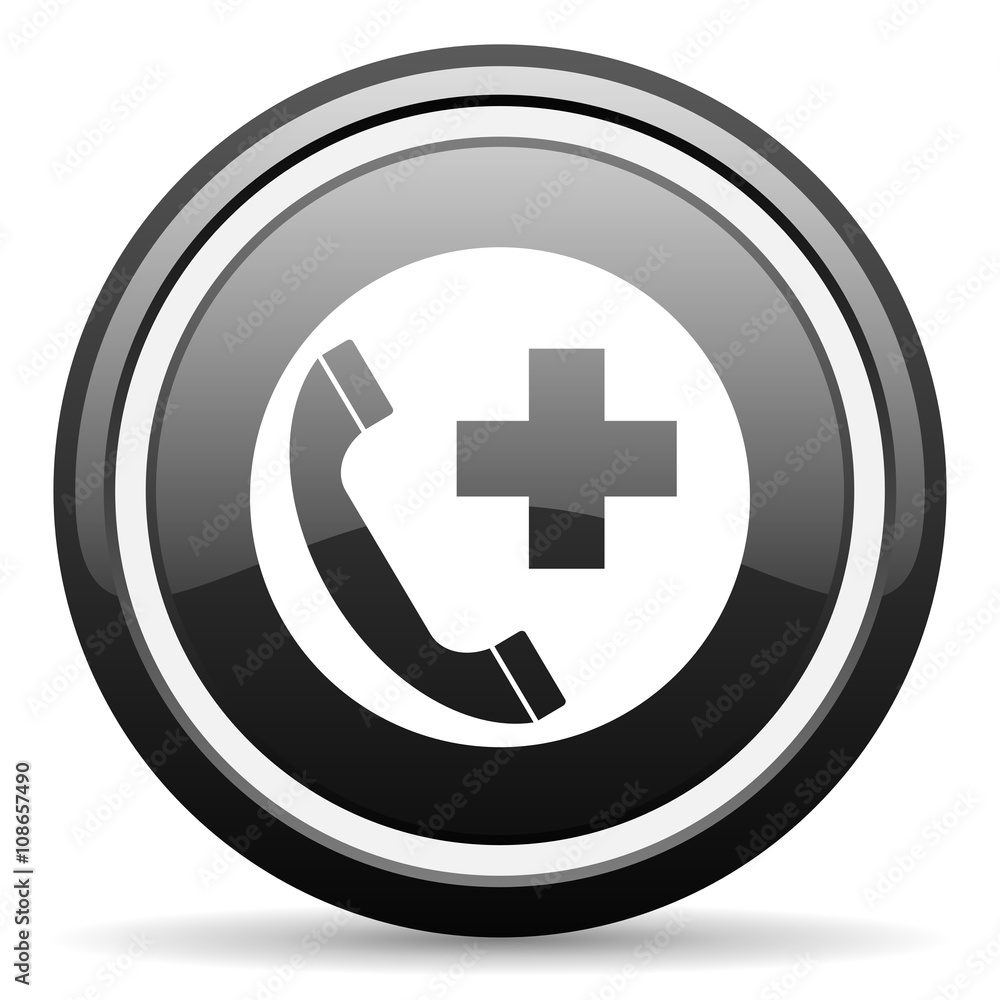 emergency call black circle glossy web icon emergency call black circle glossy web icon