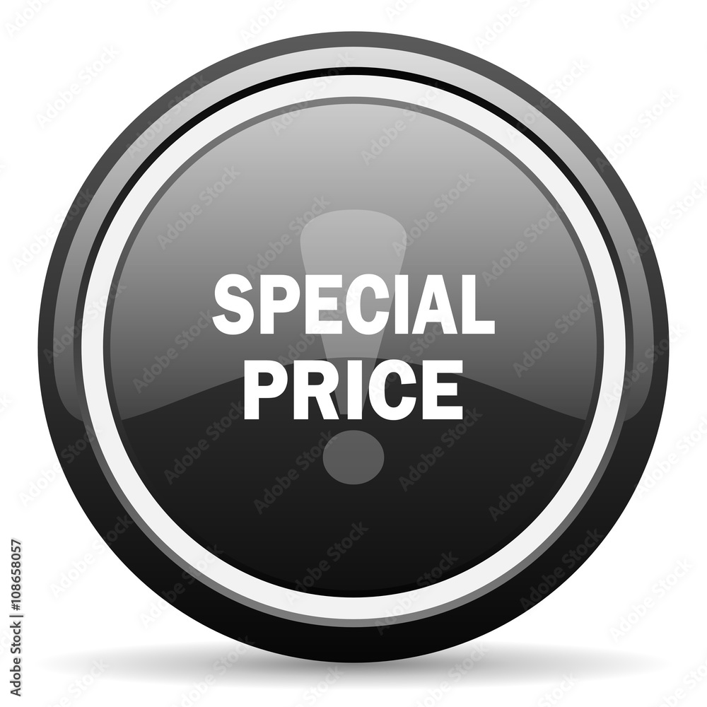 special price black circle glossy web icon