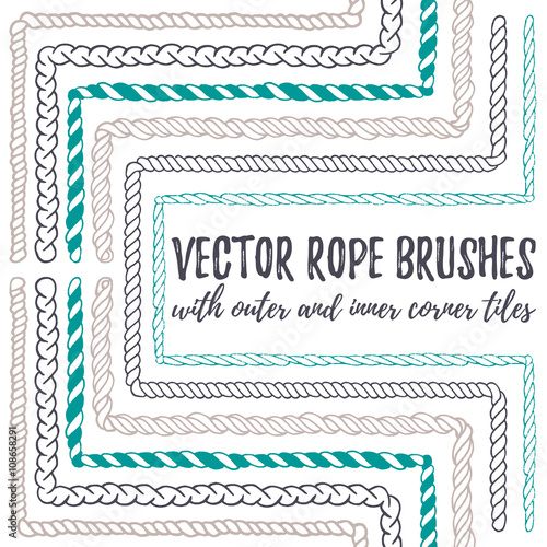 6 hand drawn seamless pattern Rope brushes