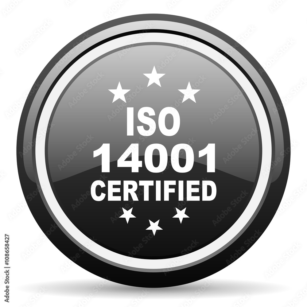 iso 14001 black circle glossy web icon