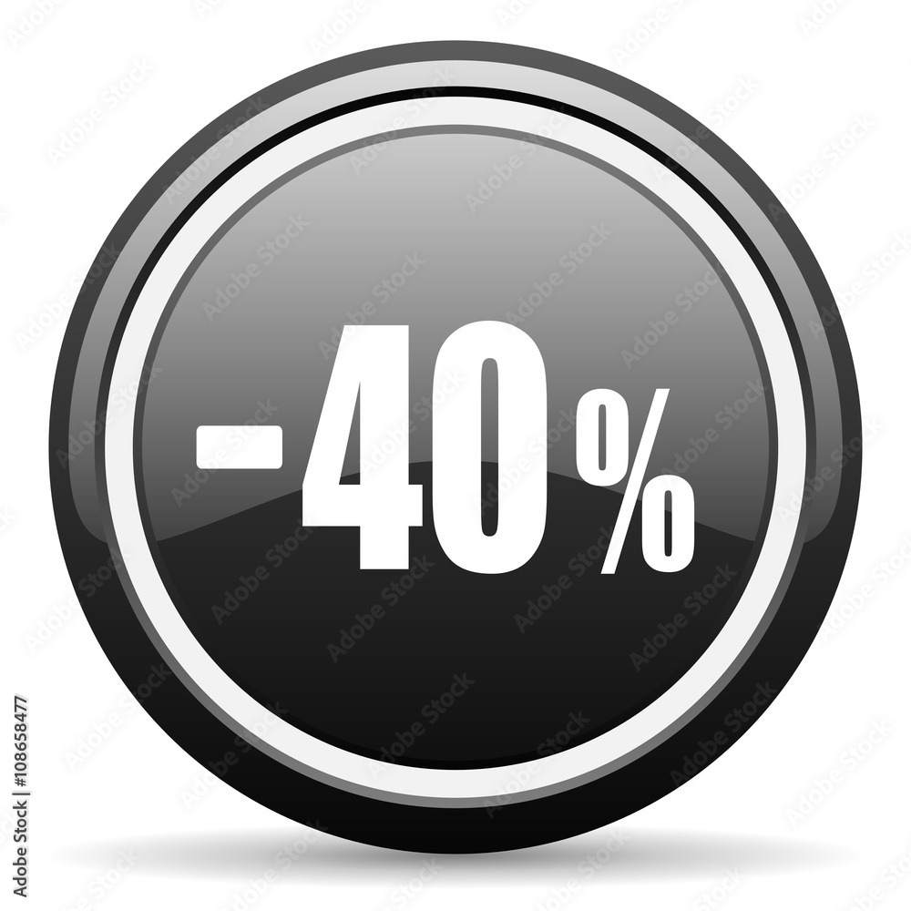 40 percent sale retail black circle glossy web icon 40 percent sale retail black circle glossy web icon