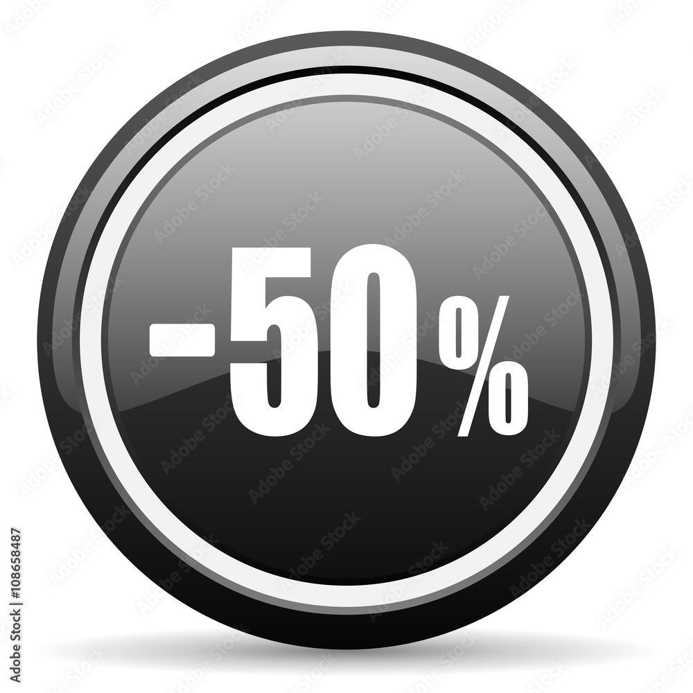 50 percent sale retail black circle glossy web icon 50 percent sale retail black circle glossy web icon