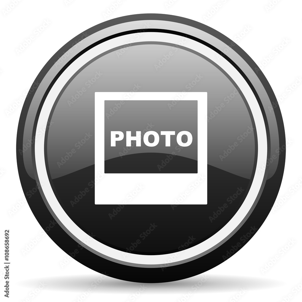 photo black circle glossy web icon photo black circle glossy web icon
