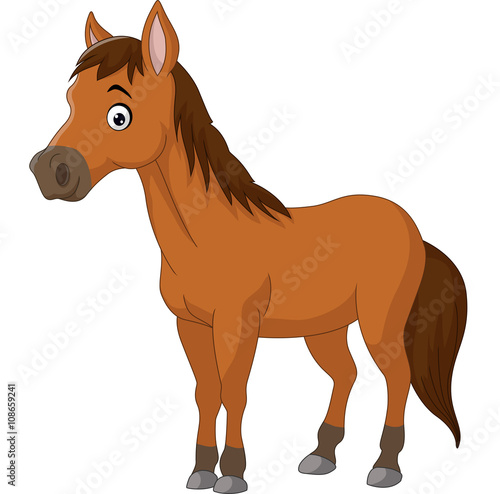 Cute cartoon brown horse