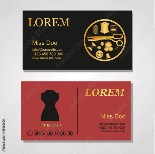 Business card with  vector elements for design sewing studio or