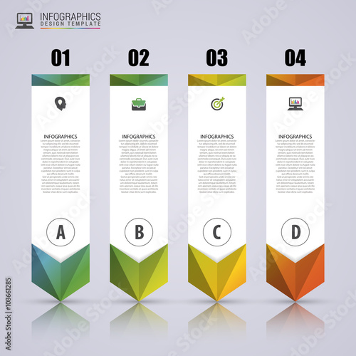 Arrow infographic template. Minimal colorful numbered banners