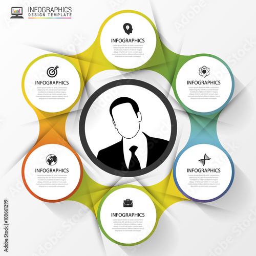 Circle business concepts with icons. Infographic template. Vector
