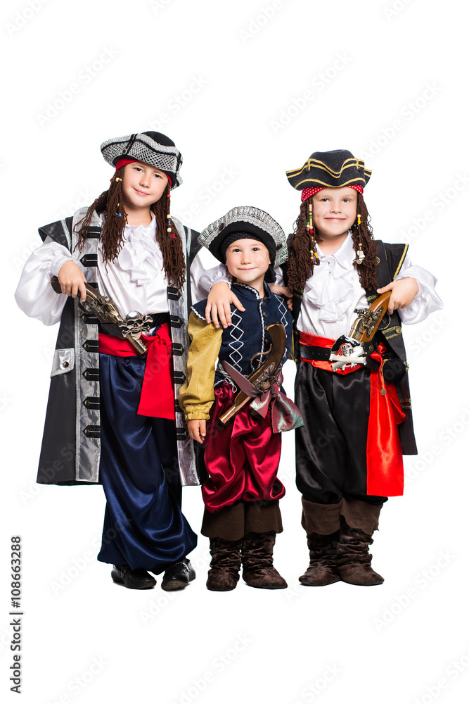 Three boys dressed as pirates