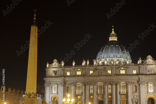 St. Peter's Square at night in Rome, Italy