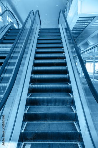 Up and down escalators in public building