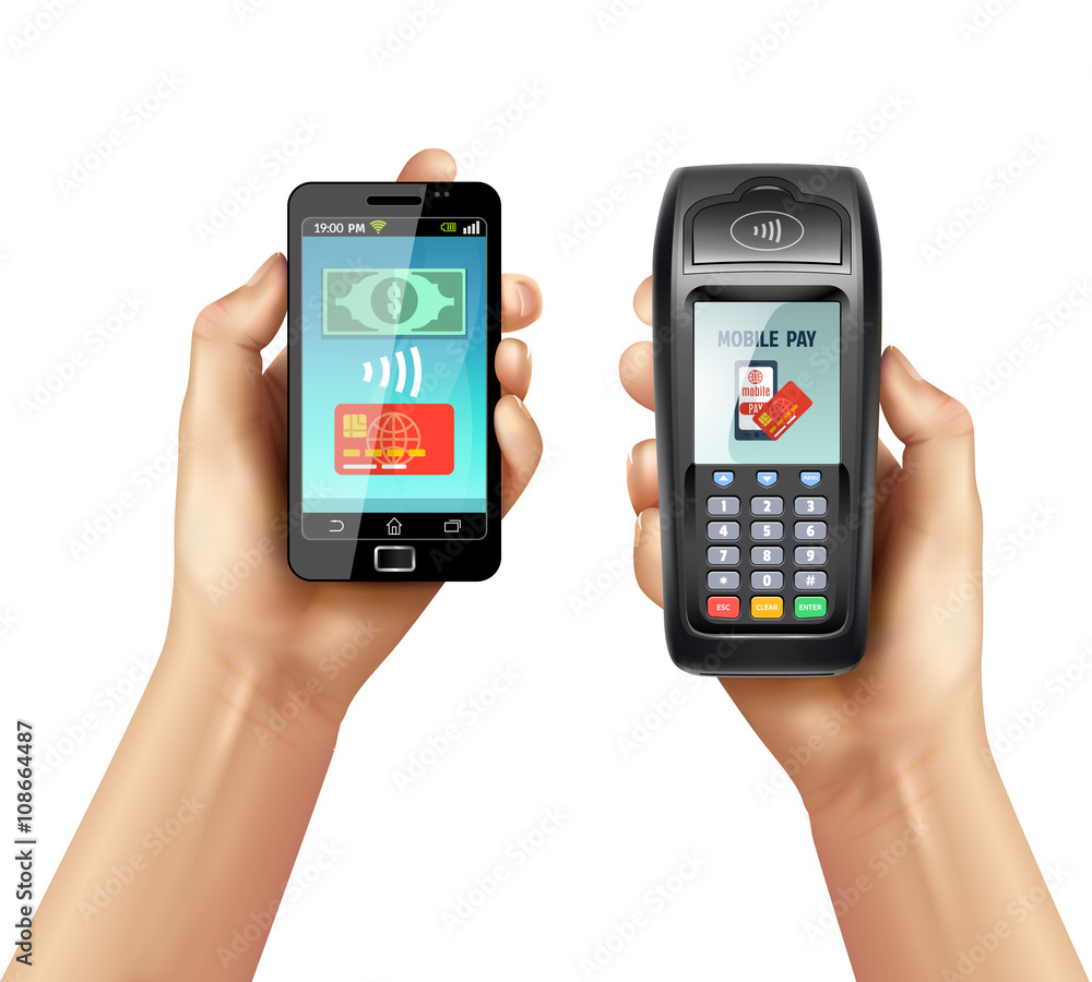 Hands With Smartphone And Payment Terminal Hands With Smartphone And Payment Terminal