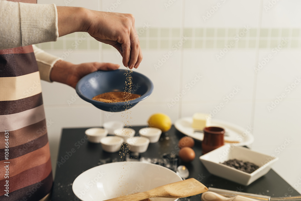 Beautiful woman Preparing Cookies And Muffins. Beautiful woman Preparing Cookies And Muffins.