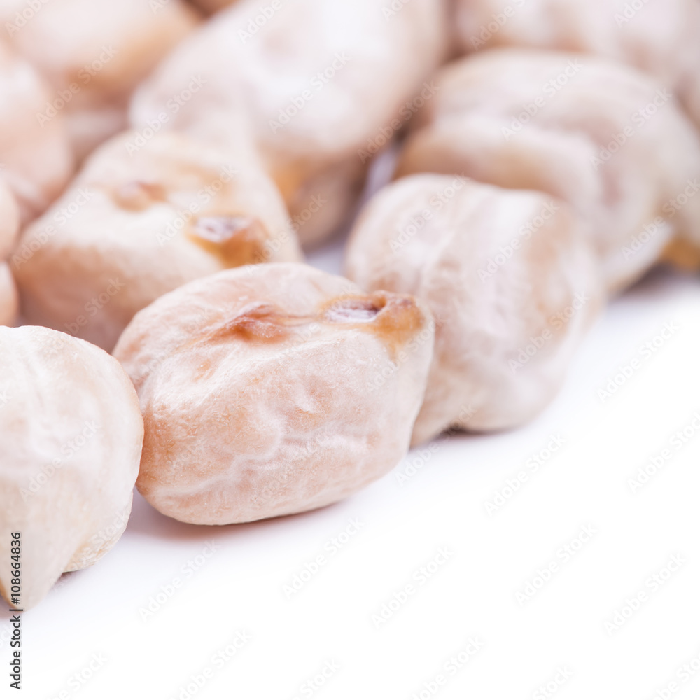 Raw dry chickpeas on white background Raw dry chickpeas on white background