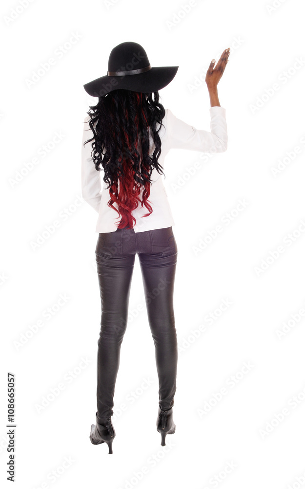 Lovely African American woman standing from back. Lovely African American woman standing from back.