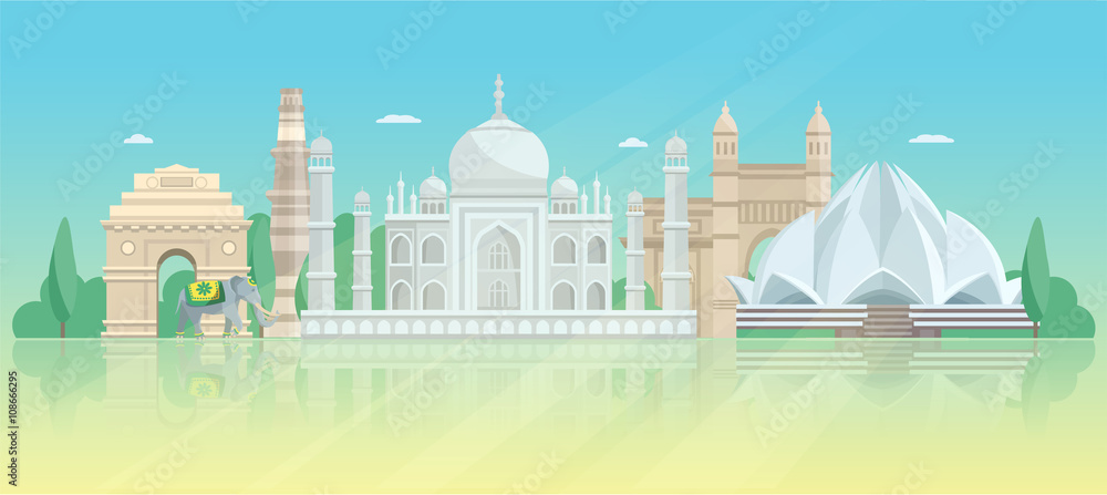  India Architectural Skyline Poster