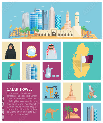 Qatar Culture Flat Icon Set