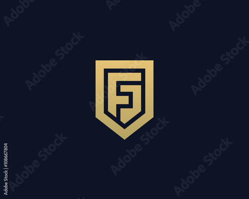 Abstract letter F shield logo design template. Premium nominal monogram business sign. Universal foundation vector icon. 