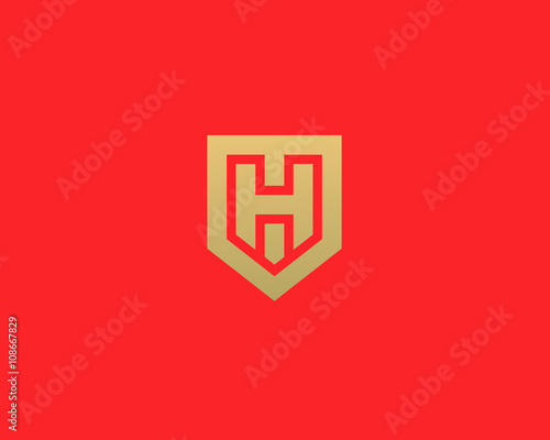 Abstract letter H shield logo design template. Premium nominal monogram business sign. Universal foundation vector icon. 