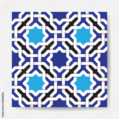 ancient аrabien blue seamless pattern. pattern generated in  computer. vector illustration