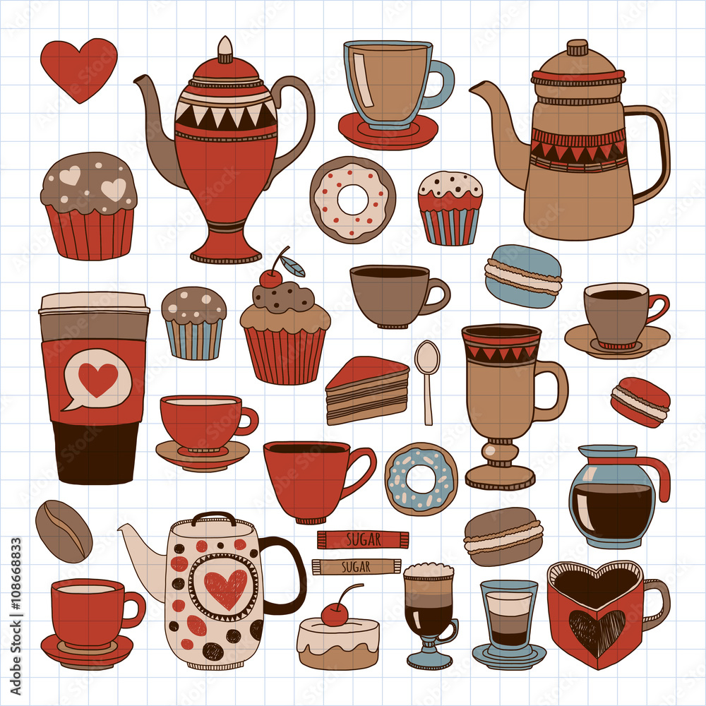 Doodle hand drawn seamless pattern with coffee Doodle hand drawn seamless pattern with coffee