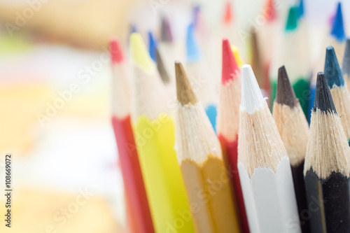 Close up macro shot of color pencil