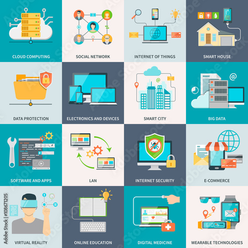 Information Technologies Concept Flat Icons